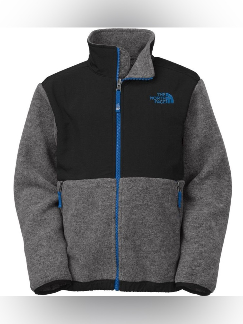 The North Face boys Denali Fleece zip up jacket grey black blue outdoor L 14/16 - Picture 2 of 16